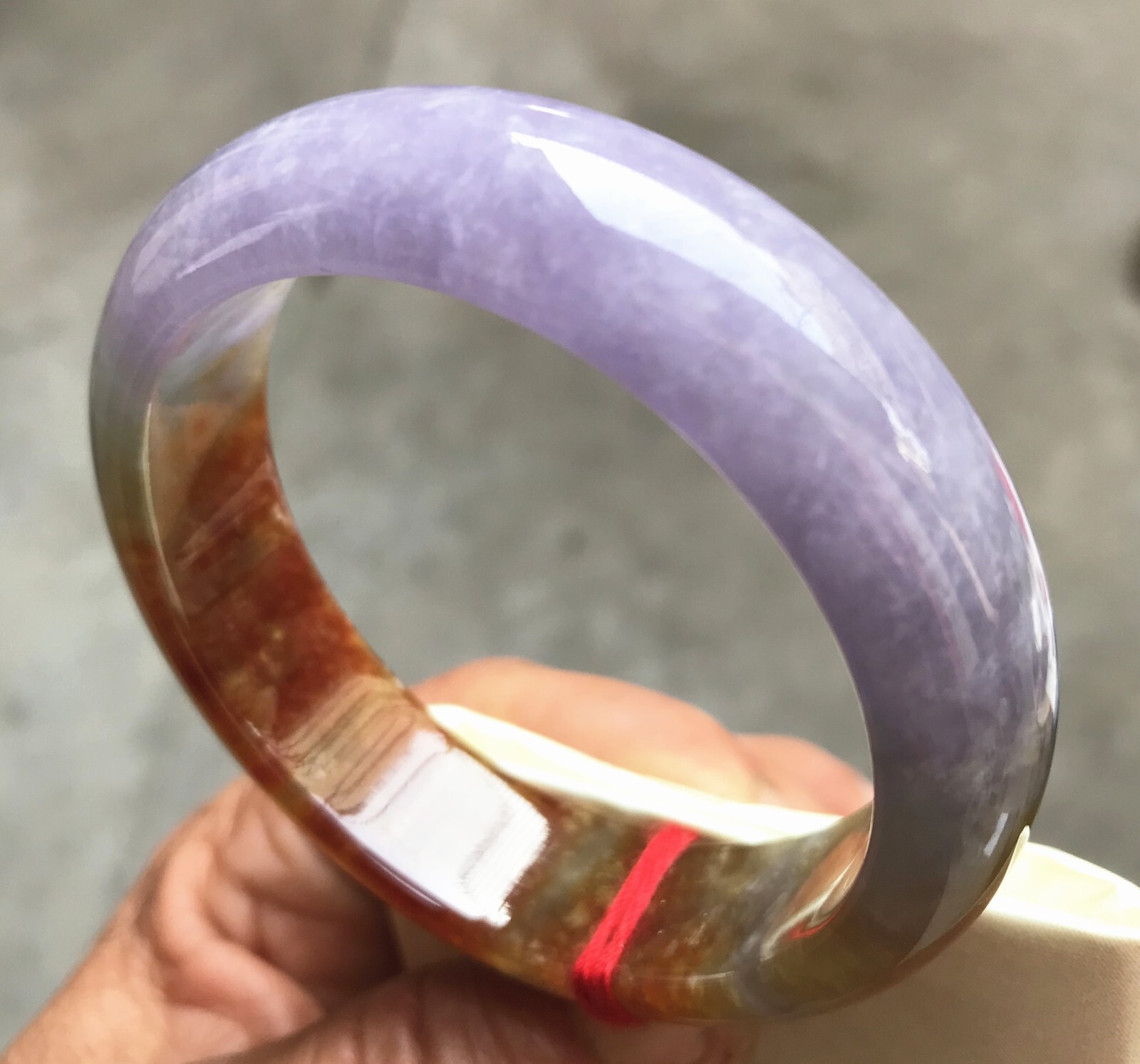 58.3mm Natural Ice Red Lavender Jadeite Jade Bracelet Burma Jade Bangle