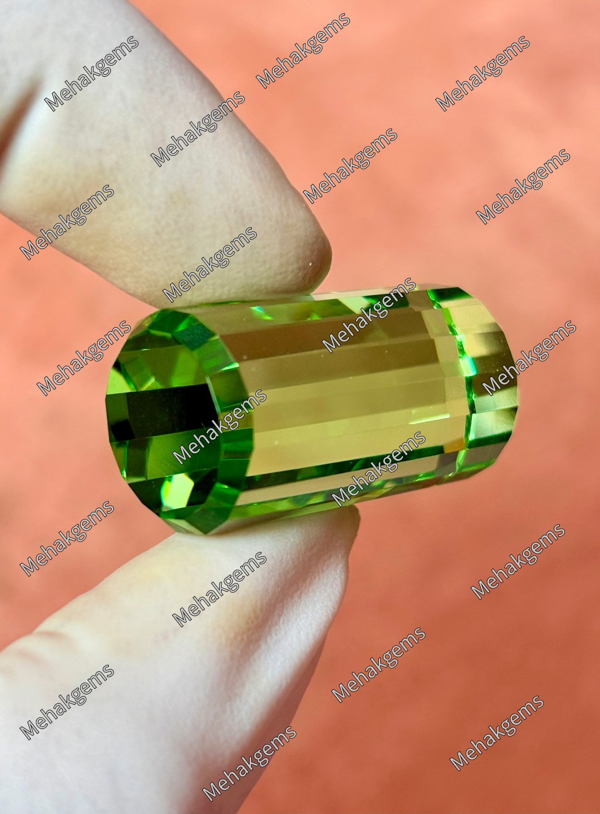 90. Ct Natural Mint Green Topaz Fancy Cube Faceted Loose Gemstone Certified