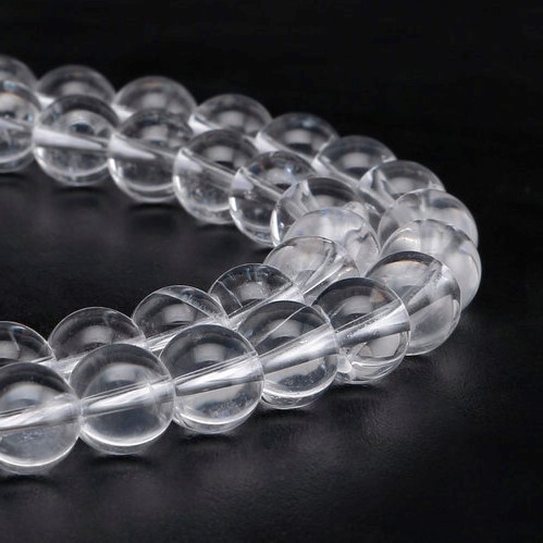 2.0mm Hole Clear Quartz Smooth Round Beads Size 8mm 10mm 15.5” Strand