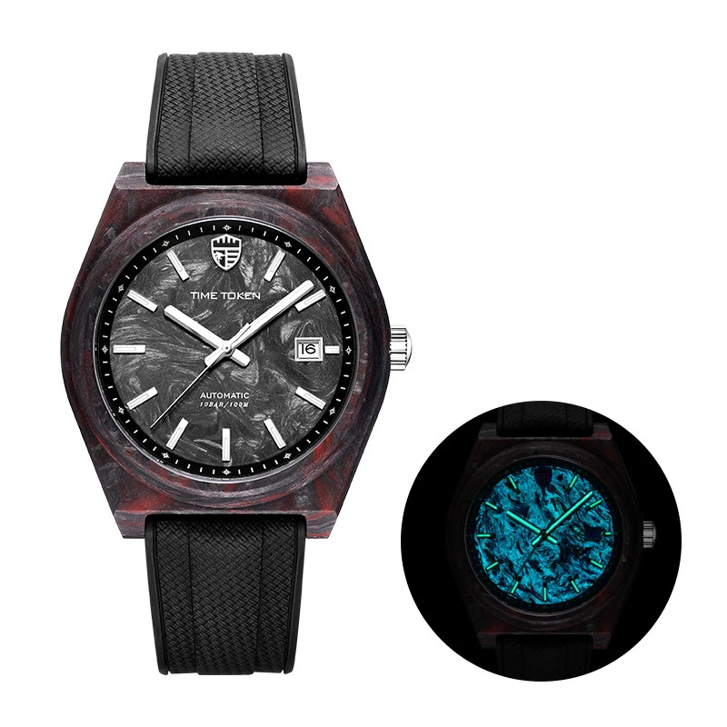 Carbon Fiber Luminous 40mm Automatic Diver Watch 100m Waterproof Miyota 8215