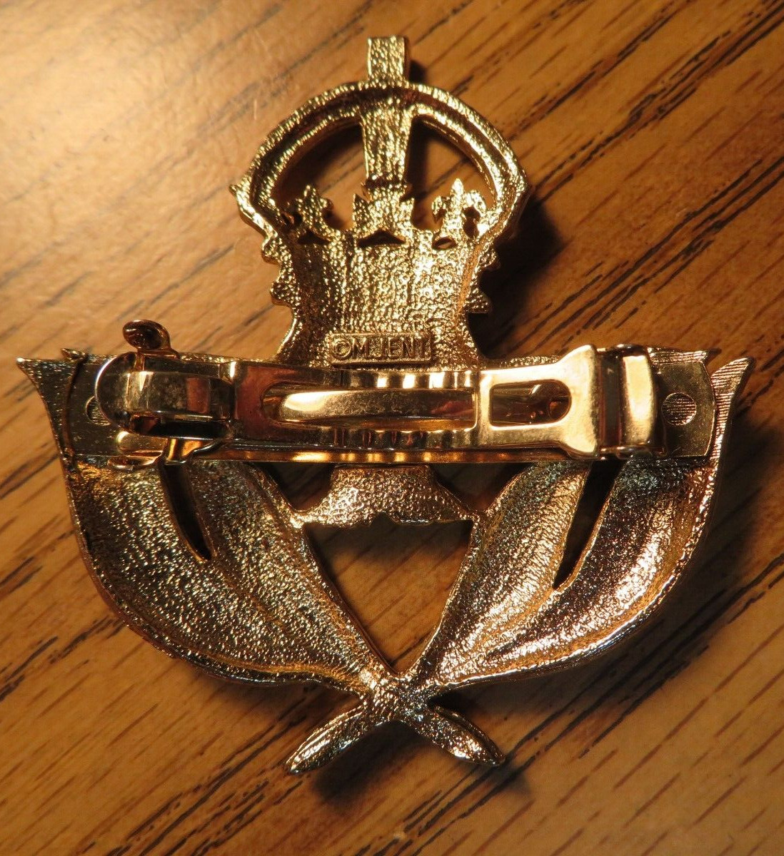 Vintage M.J.ENT Gold Tone Hair Clip Barrette Crown Eagle & Palms