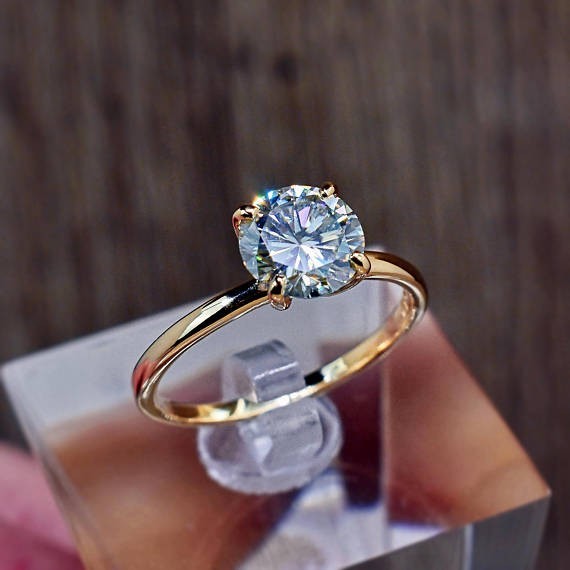 Lab Grown Round cut Diamond Wedding Ring 14K White Gold 2 Carat