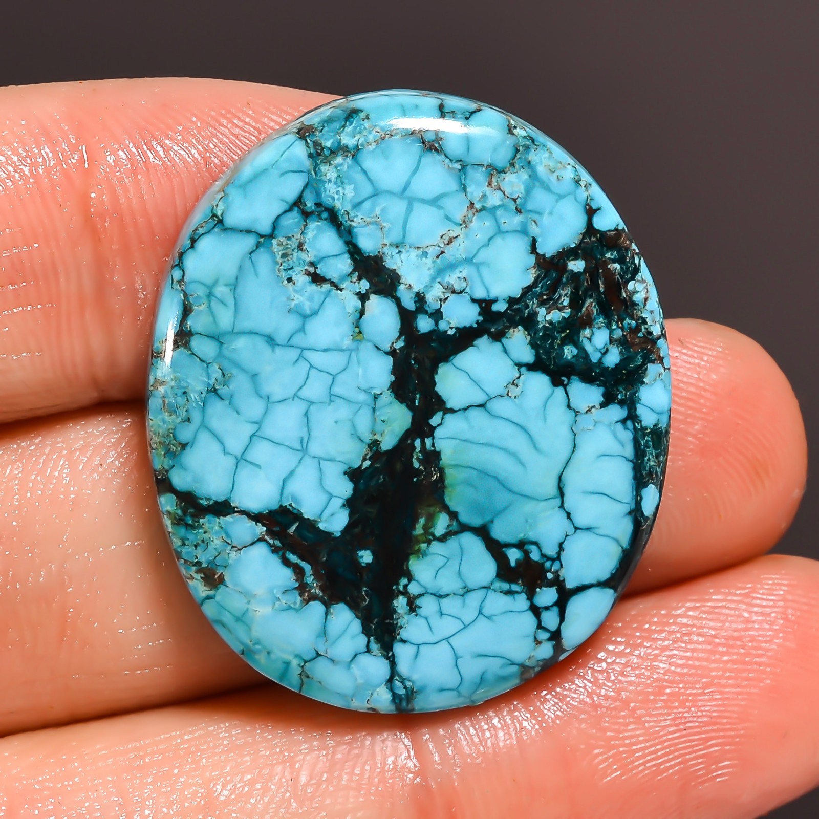 40.55Cts Natural Tibet Turquoise Cabochon 25x30x5mm Oval Top Quality Loose Stone