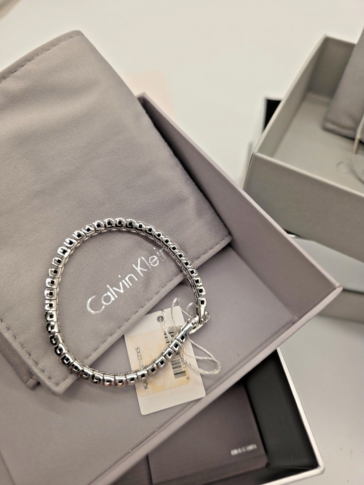 Calvin Klein Bracelet Bundle 4pc XS/S Silver & Burgundy Cuff NIB