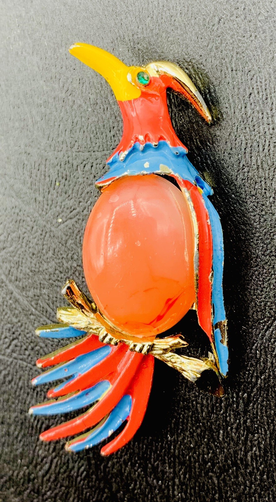 Vintage Pink Jelly Belly Bird Of Paradise Pin Brooch 2.5″ Beautiful!