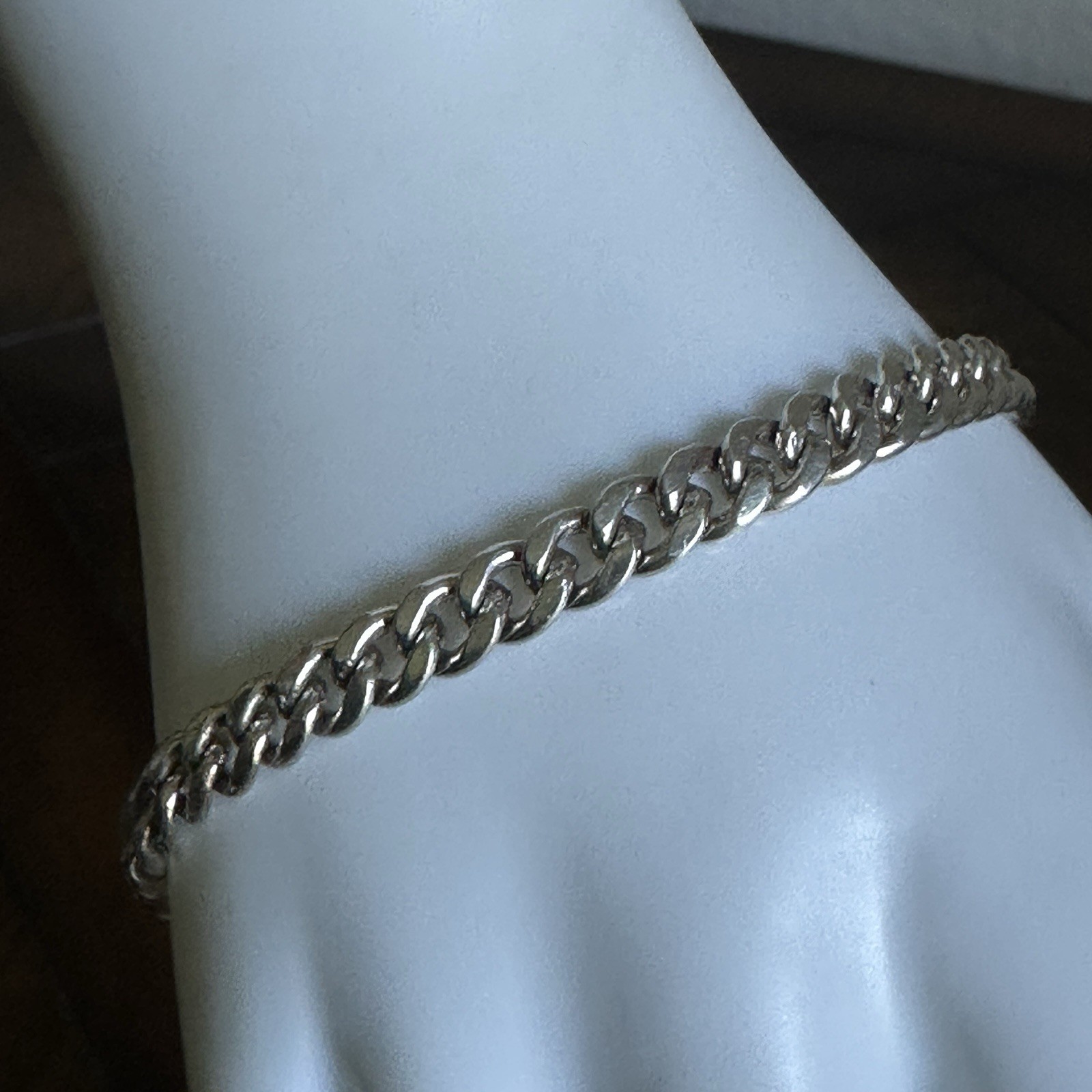 Vintage Cuban Link Chain Bracelet 8.25 Inch Lobster Signed ST 70 Sterling 18.3g