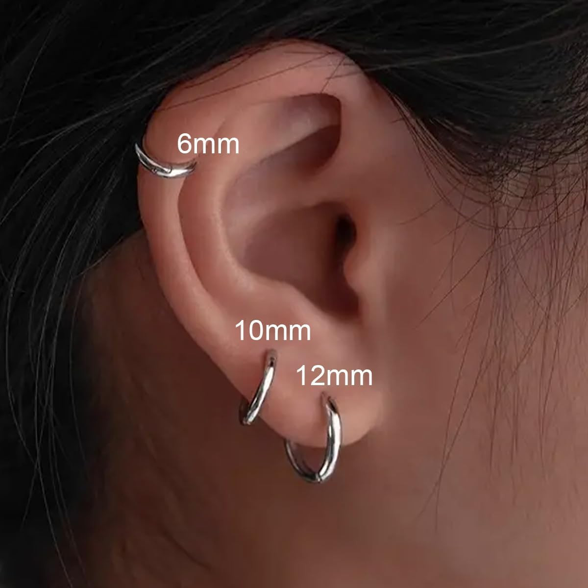 Surgical Steel Huggie Hoop Earrings & Flat Back Studs for Women Men, 6Mm-14Mm Sm