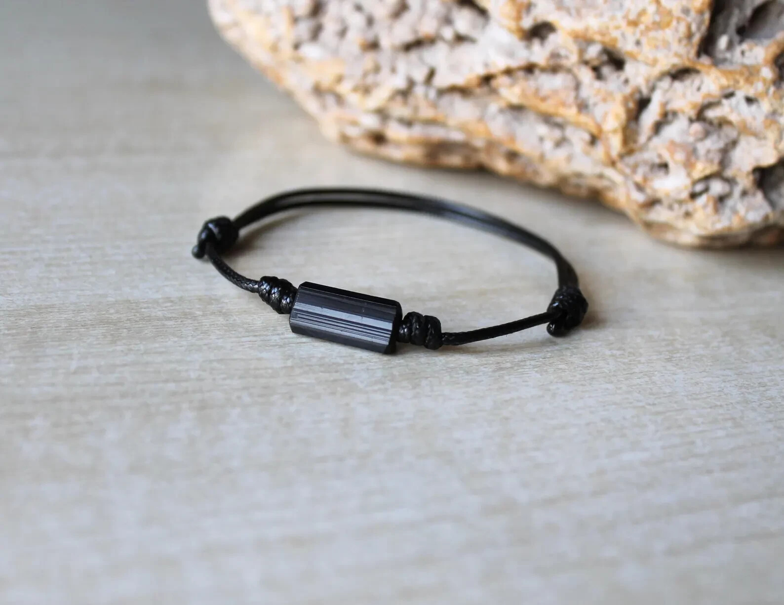 Raw Black Tourmaline Bracelet Healing Jewelry EMF Protection Men Women Gifts