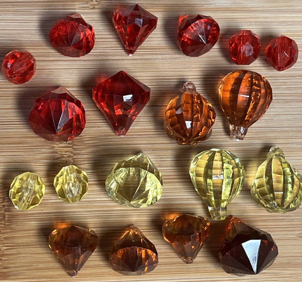 19 Red Acrylic Plastic Faceted Chandelier Ornament Diamond Prism beads