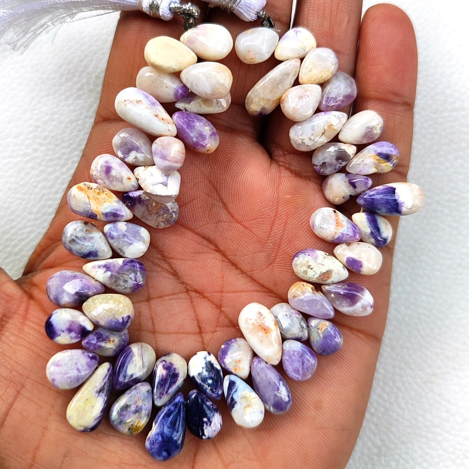Natural Tiffany opal Gem 10×7 to 13×7 mm Smooth Pear Shape Beads 8 Inch Strand