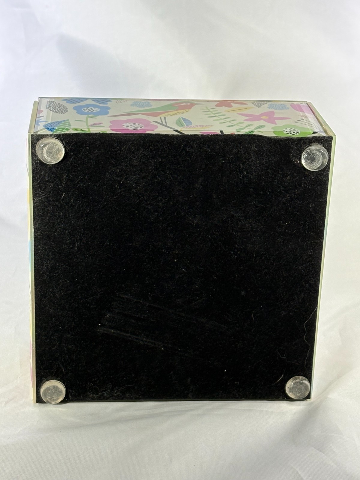 Colorful Nature-Theme Lucite Jewelry Box 5 1/2″ X 2 1/2″ SQ
