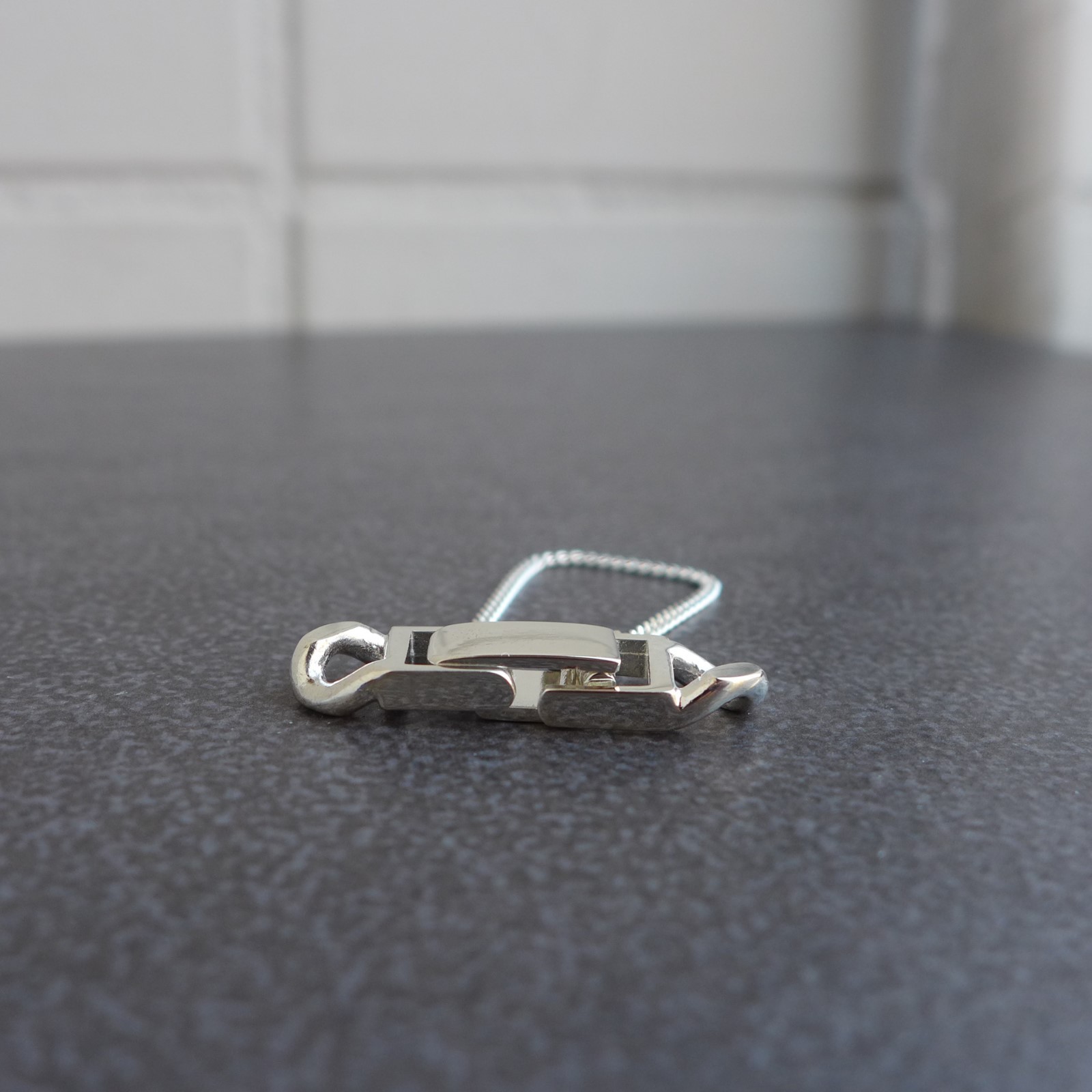 925 Sterling Silver,Snap Lock Box Clasp,With Safety Chain,Jewelry Make Findings
