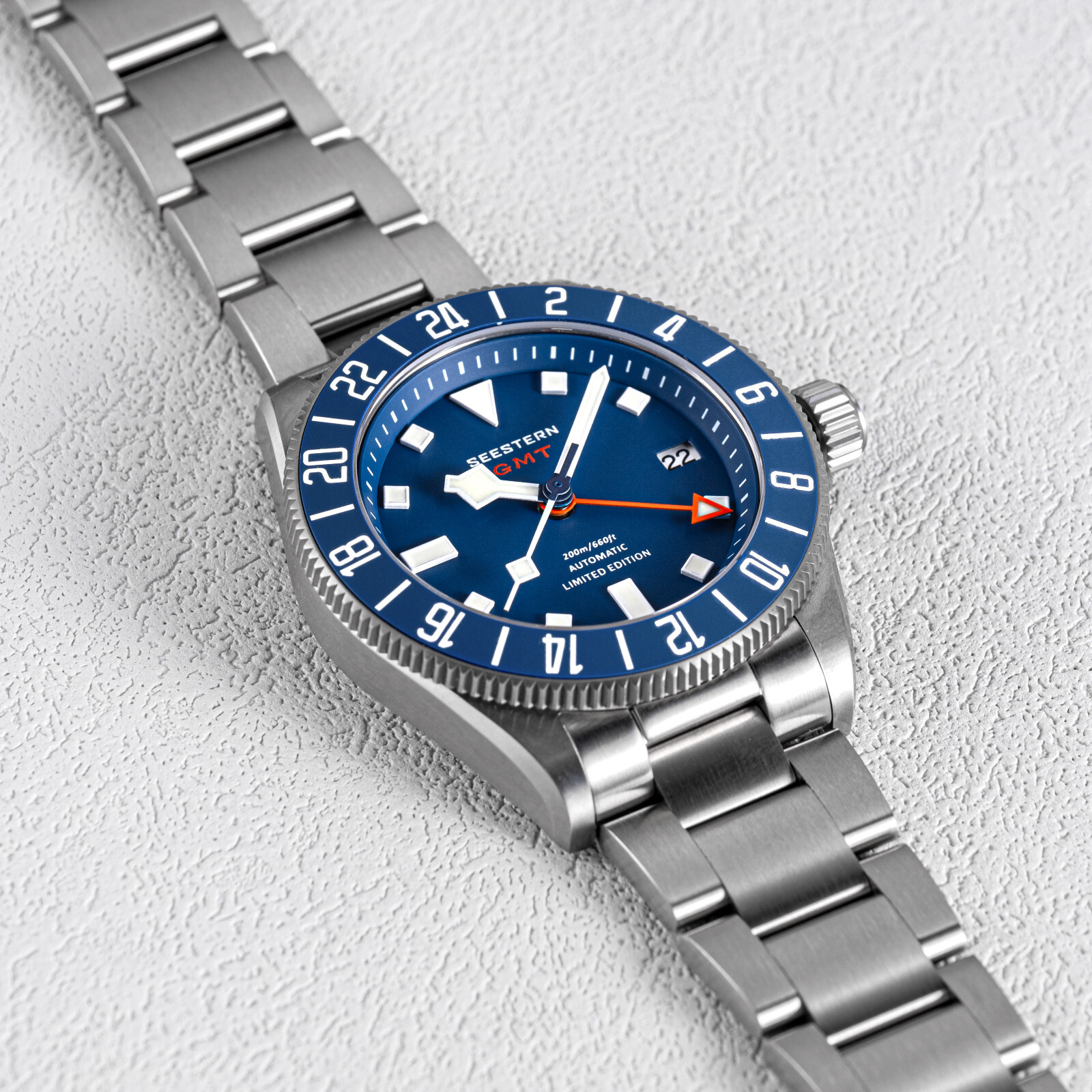 1PC SEESTERN S462.E Titaniumn GMT Professional Diver Limited Edition Mens Watch