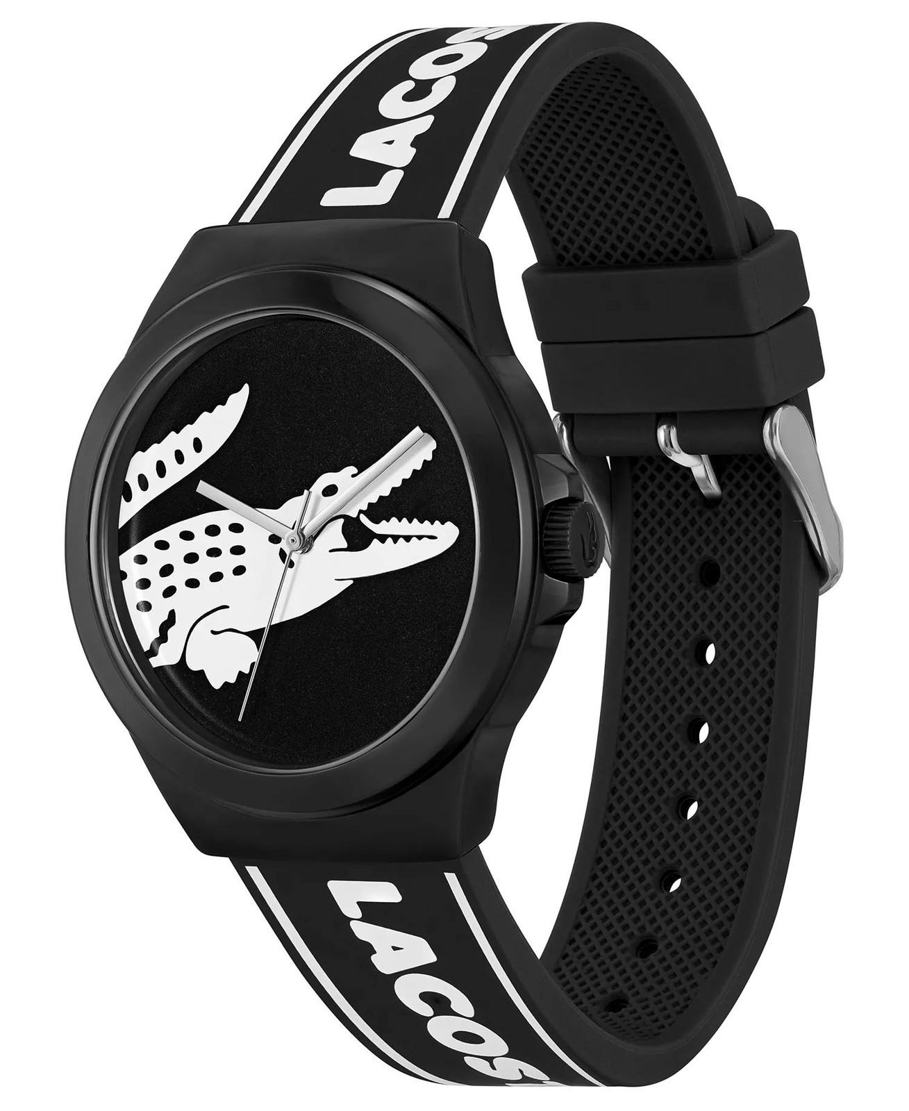 Lacoste 2011185 NeoCroc Men’s Iconic Quartz Unisex Watch 42mm, Black/White