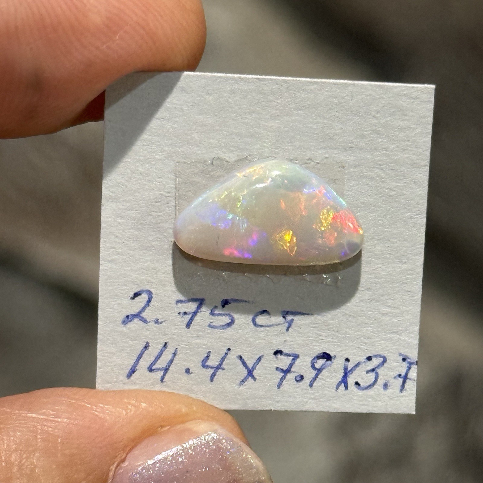 2.75ct 14.4×7.9×3.7mm Lightning Ridge Australian Crystal Opal Cabochon Gem