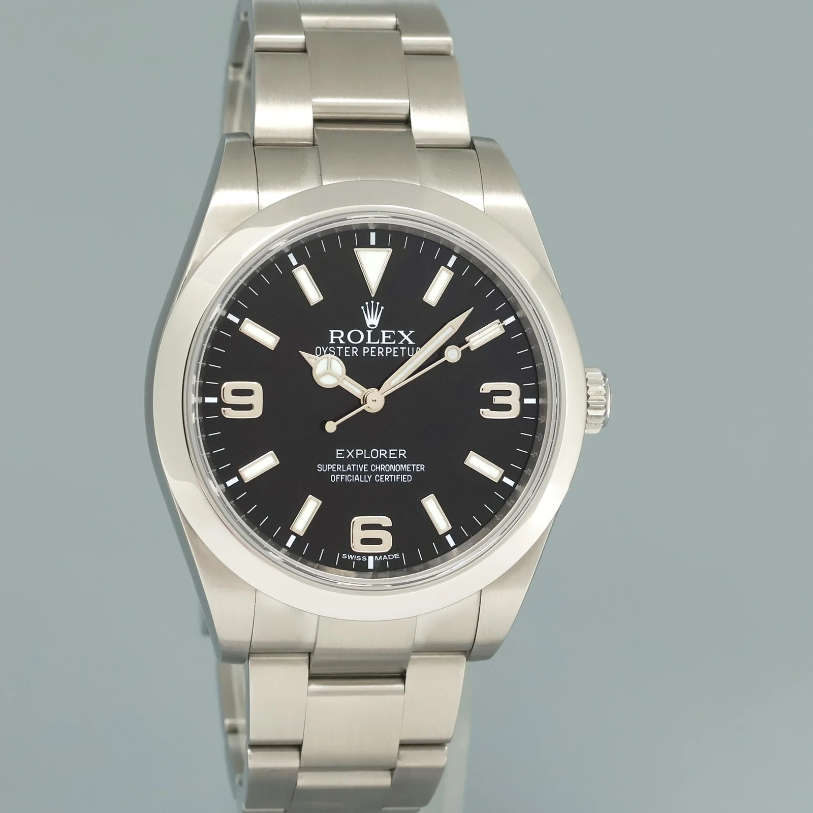 2015 MINT Rolex 214270 Explorer 1 Black Arabic MK1 Dial Steel 39mm Oyster Watch