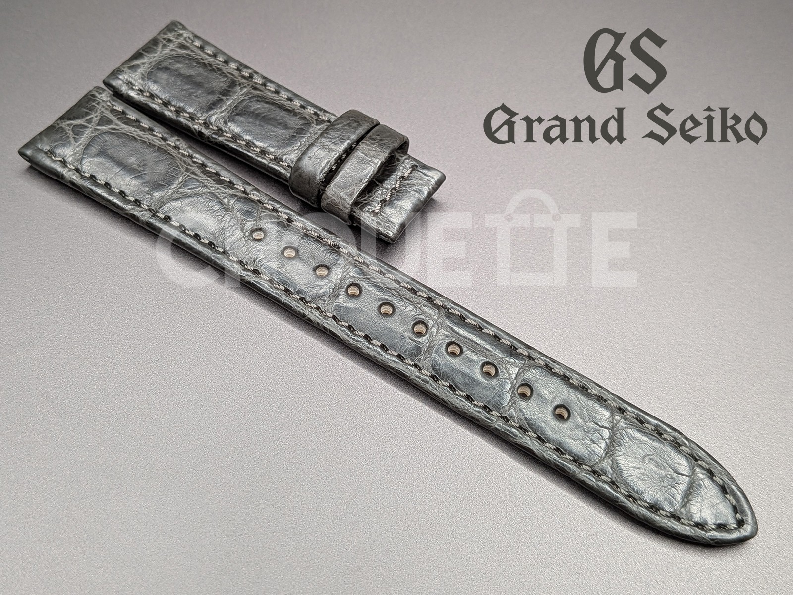 OEM Grand Seiko 18mm Gray Crocodile Leather Band Strap for GS SBGW291 9S64-00X0