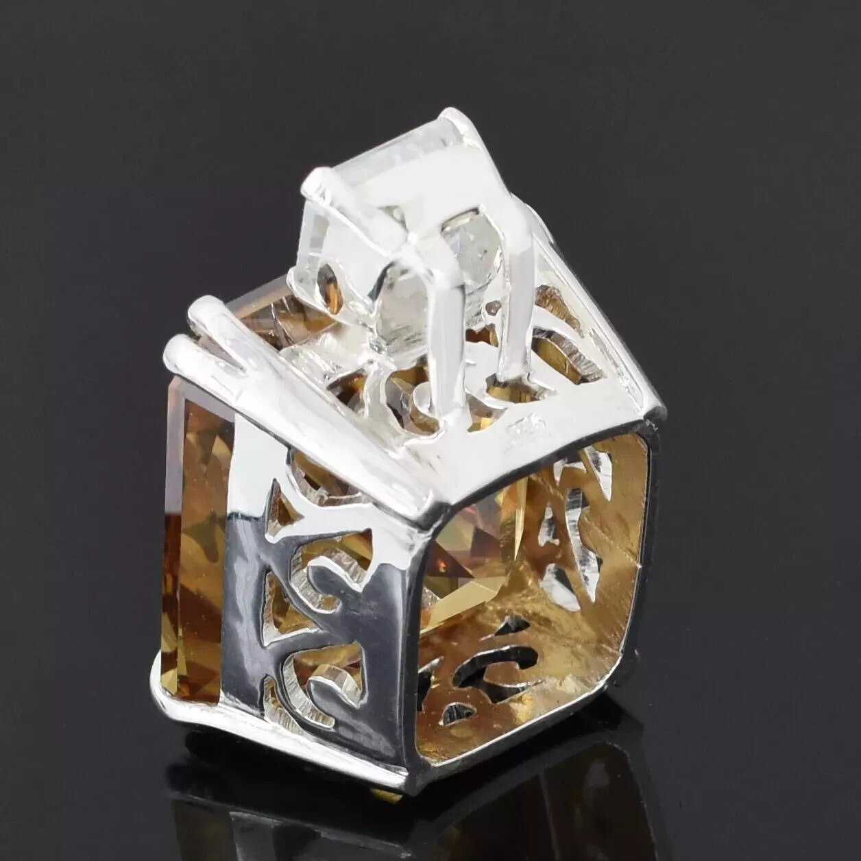 15 Ct Champagne Treated Diamond Pendant Radiant Cut VVS1 Certified Birthday Gift