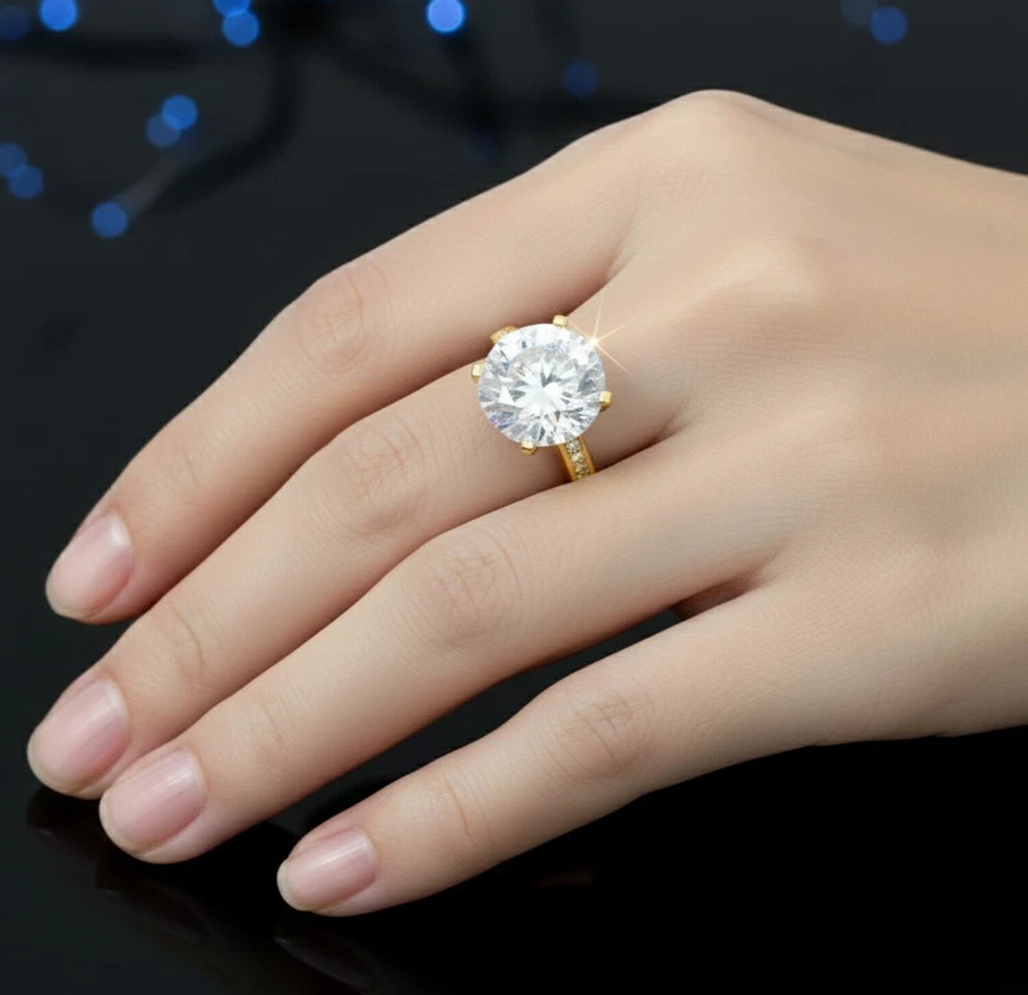 925 Sterling Silver 7.36Ct Round Lab Diamond Ring VS1 F Color Engagement