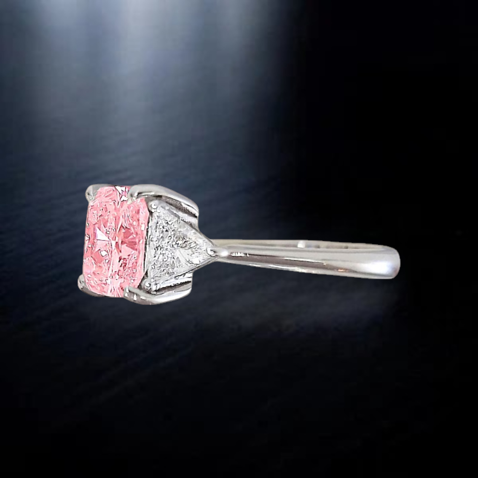 Cushion Cut 4.20 Ct Fancy Vivid Pink IGI Lab Created Diamond Ring 18k White Gold