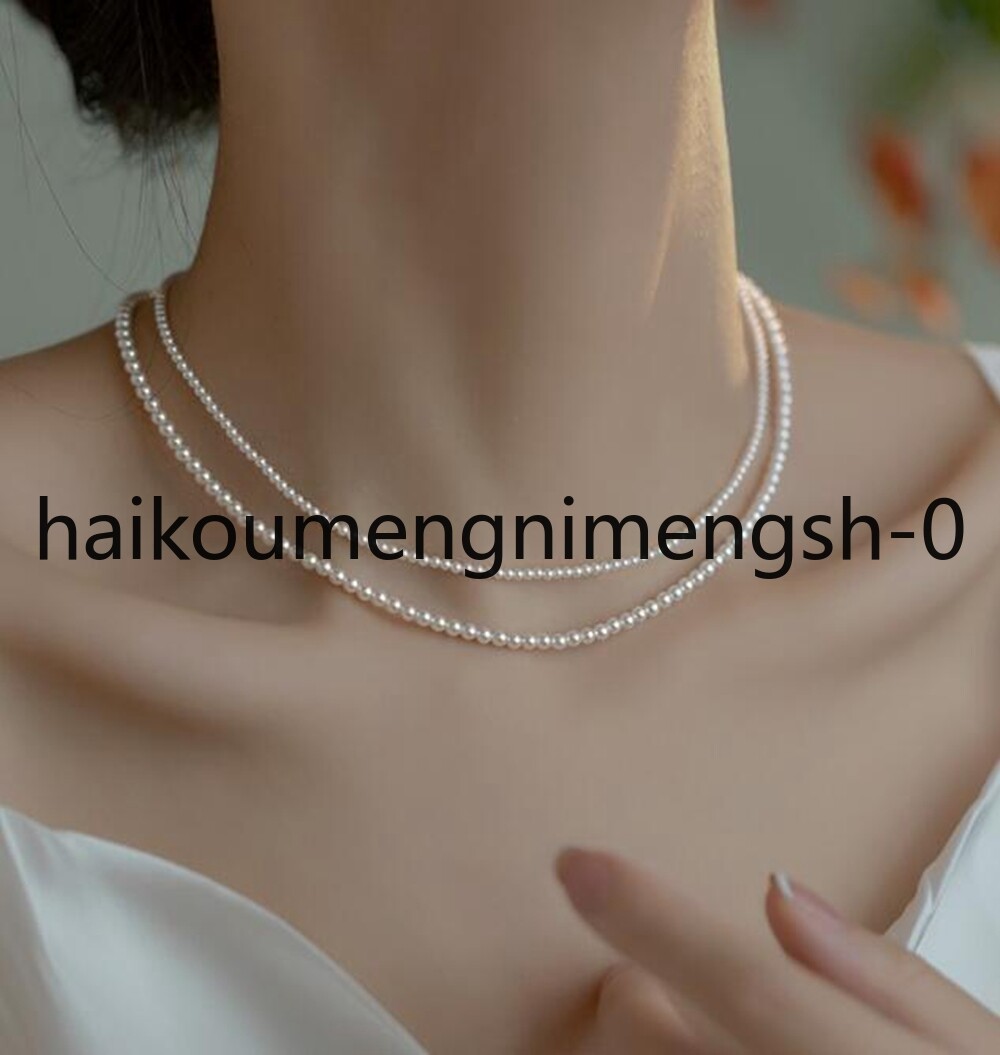Real Natural 2mm 3mm 4mm White Akoya Pearl Round Beads Necklace 15″