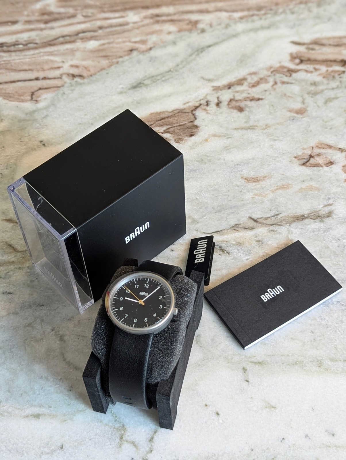 Braun BN0021BKBKG Classic 38mm Bauhaus Quartz Watch Black Dial Leather