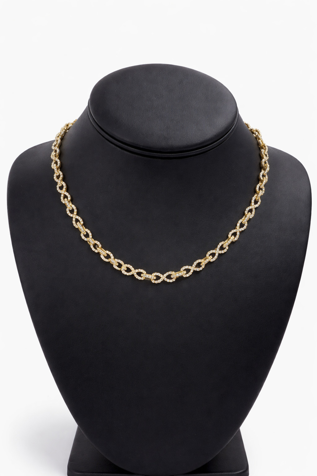 10K Yellow Gold Infinity Link Diamond Necklace 9.20CTW Natural Diamonds VS2-SI1