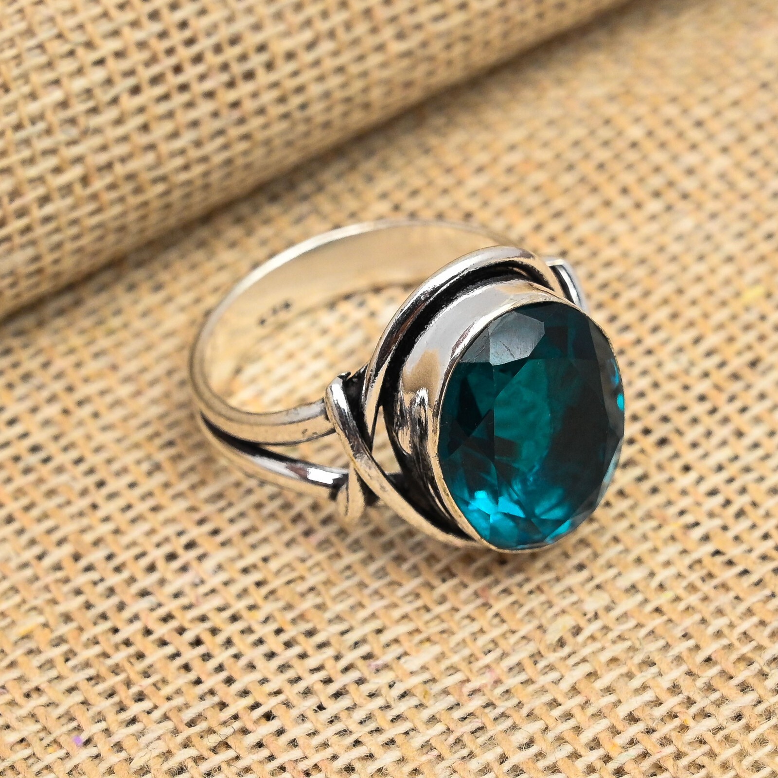 Indicolite Tourmaline Gemstone Handmade Jewelry 925 Sterling Silver Ring