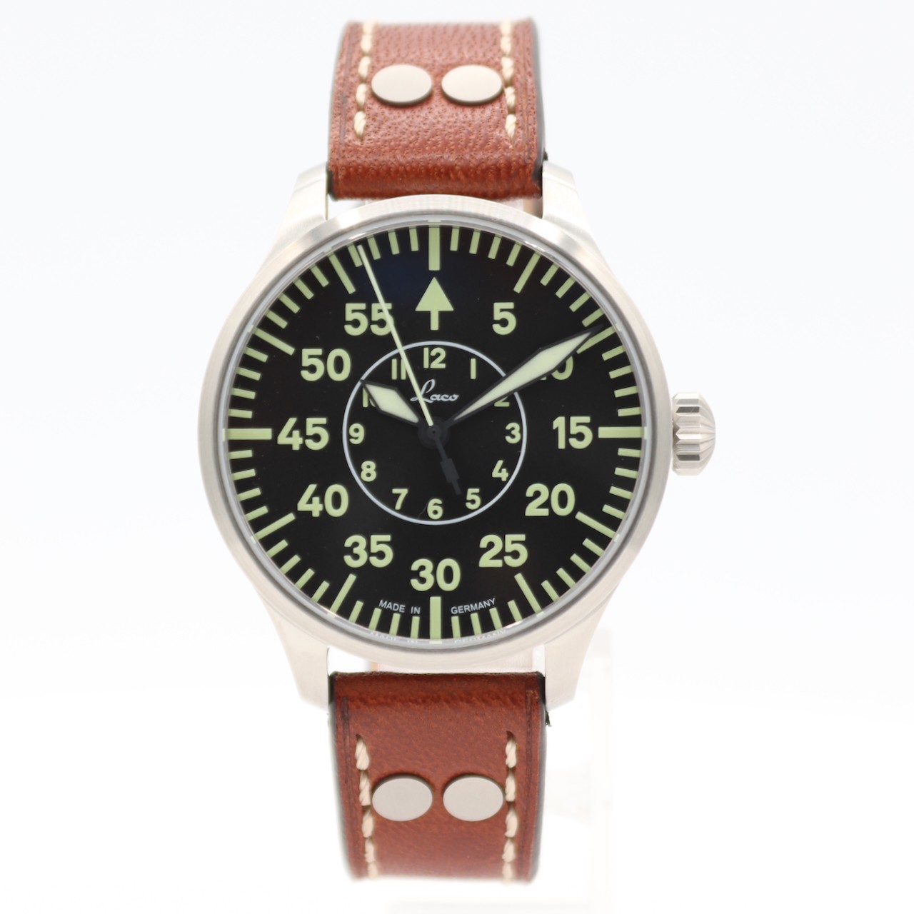 39mm Laco 861990 Aachen 39 Pilot Men’s Automatic Wristwatch Bomber Dial Steel