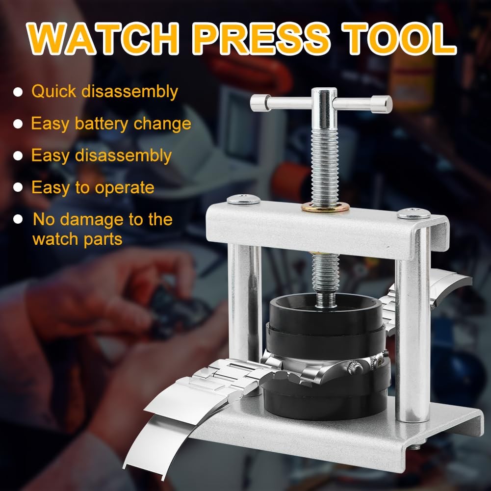 Trasylph Watch Press Tool Set – Case Closer with 18 Molds, Silver Color