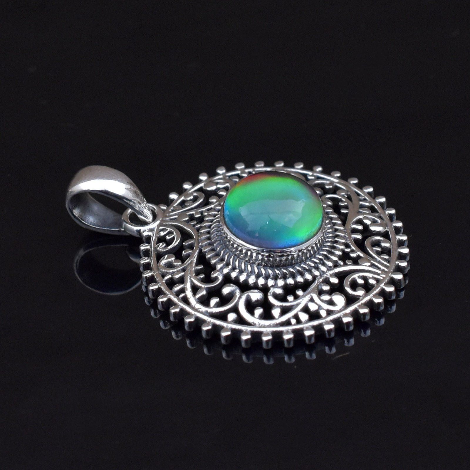 Natural Rainbow Aurora opal 925 starling Silver Pendant, Handmade Boho Jewellery