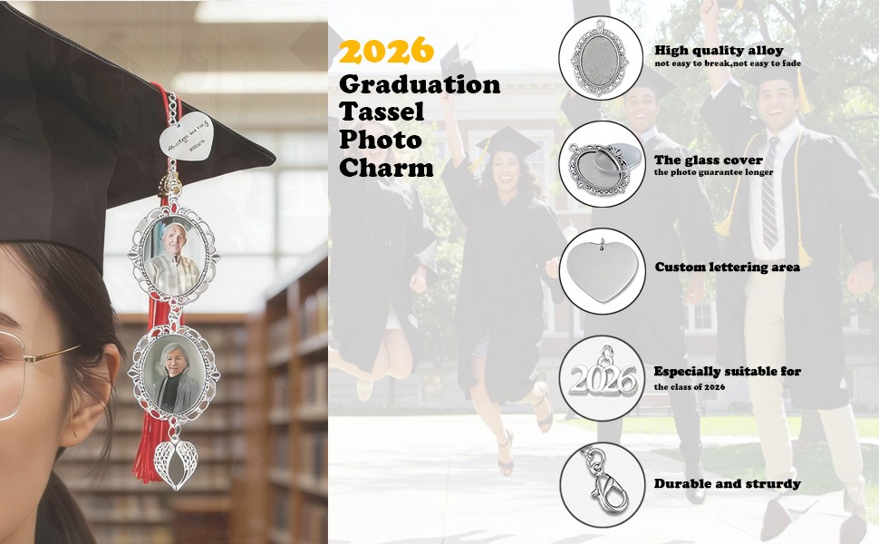 Graduation Tassel Photo Charm, Personalized Memorial Keepsake – Custom Photo
