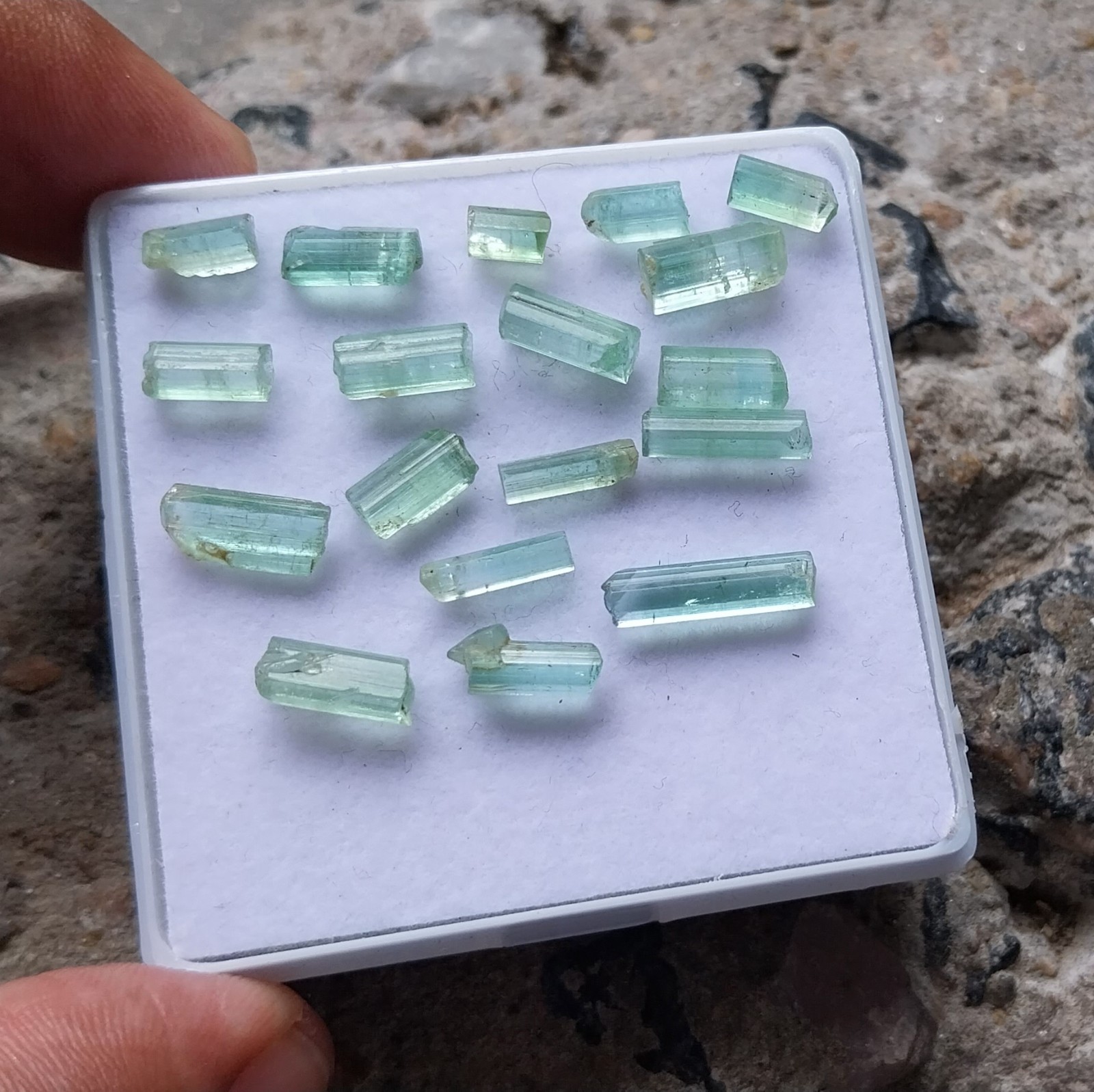 16 Ct 7 to 13 MM Natural Mint Green Tourmaline RAW Rough Pencil 17 Piece Lot