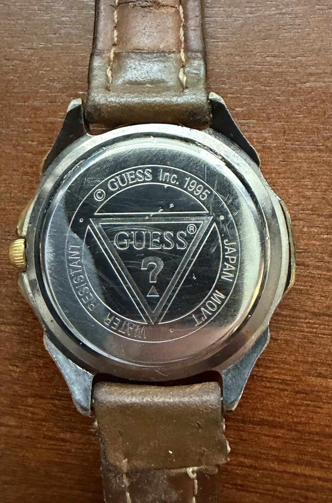Vintage Guess Waterproof 1995 Moonphase Date Day Dial Steel Men’s Watch