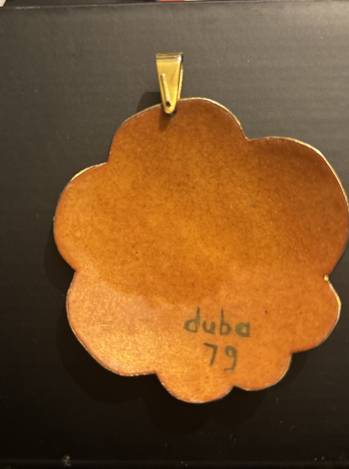 Enamel And Metal Necklace Pendant – Hand Painted “Duba 79” Cloisonné