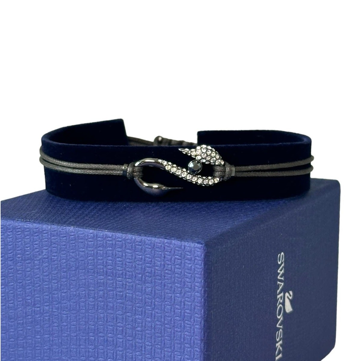 Swarovski Power Collection Hook Bracelet Dark Gray, Ruthenium plated
