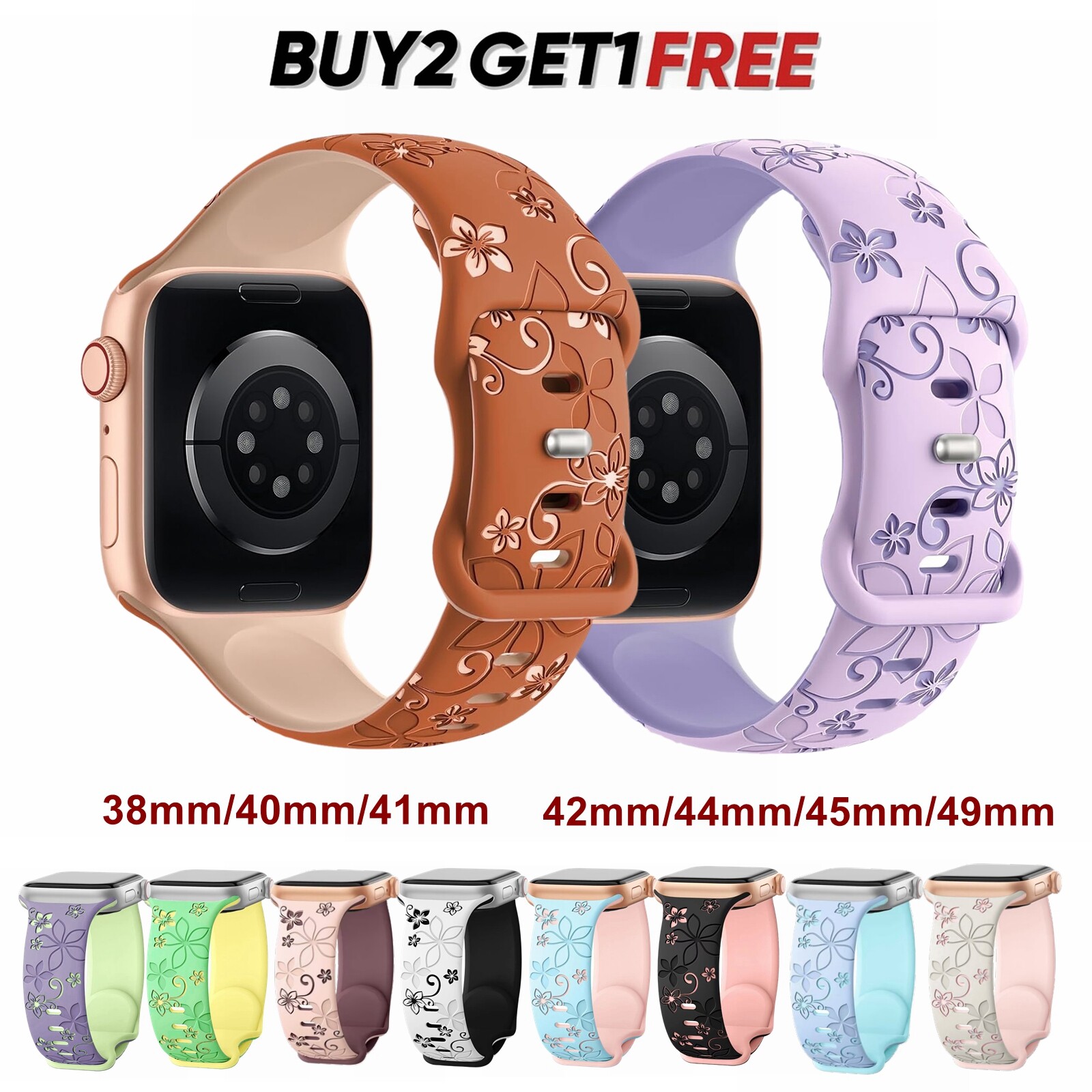 Silicone Band Strap for Apple Watch 9 8 7 6 5 4 SE iWatch 38/40/41/42/44/45/49mm
