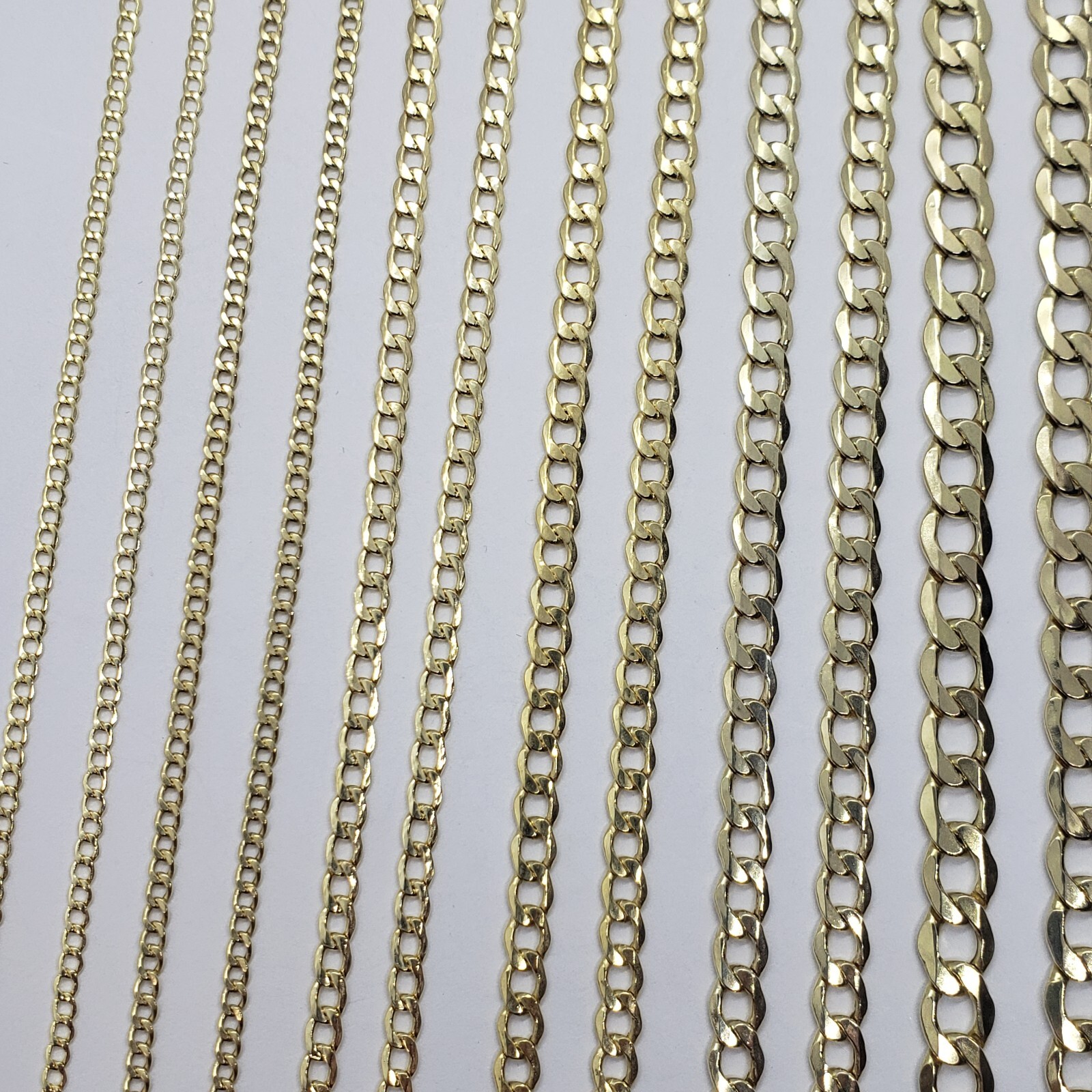 10K Yellow Gold Hollow Cuban Curb Chain Link Necklace Bracelet 2~7mm All Sizes