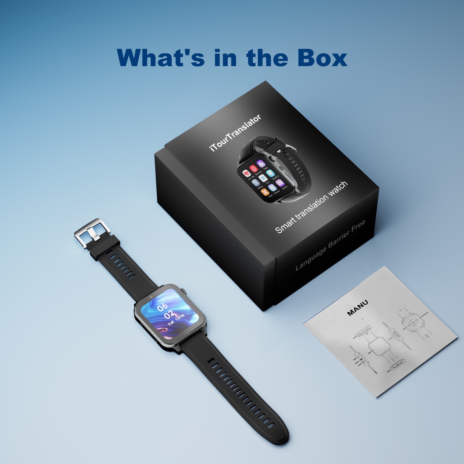 iTour AI Translator Smart Watch, Real Time Language Translator 127 Languages