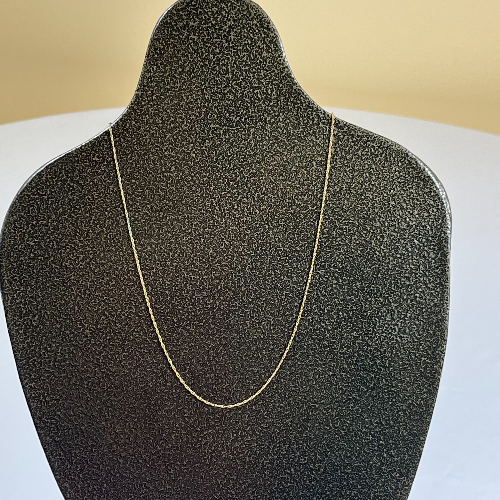 Gold Tone Singapore Chain Necklace Delicate Minimalist 17 Inch