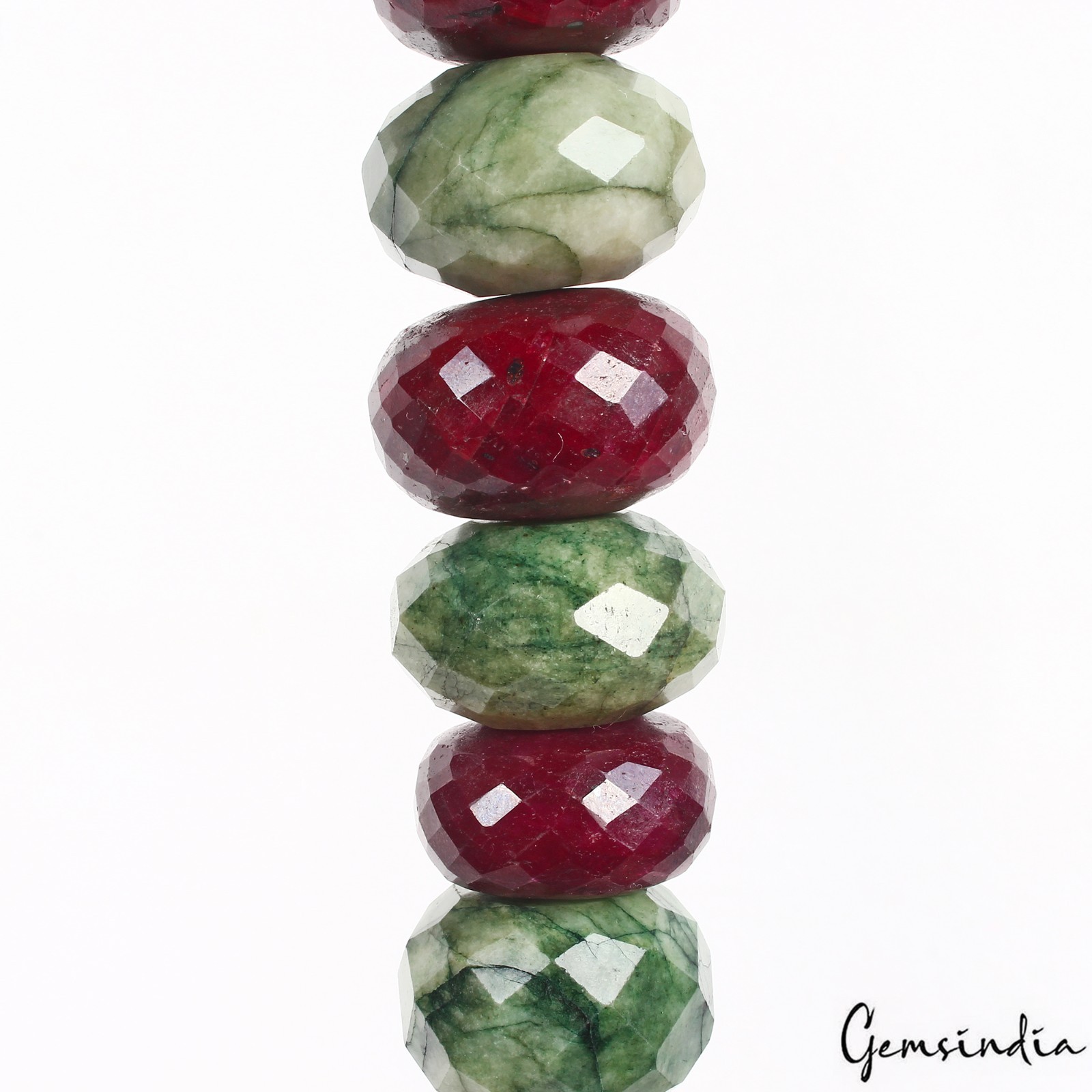 25-29mm Genuine Natural Red Ruby Green Emerald Round Cut Loose Beads Strand 5.5″