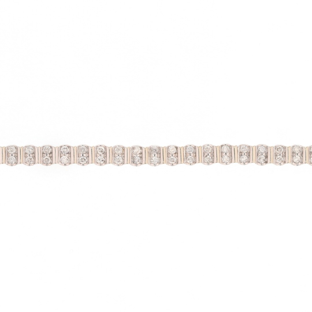 1.65ctw Diamond Two-Row Bar-Set 7.5″ Tennis Bracelet 14k White Gold 11.86 Grams