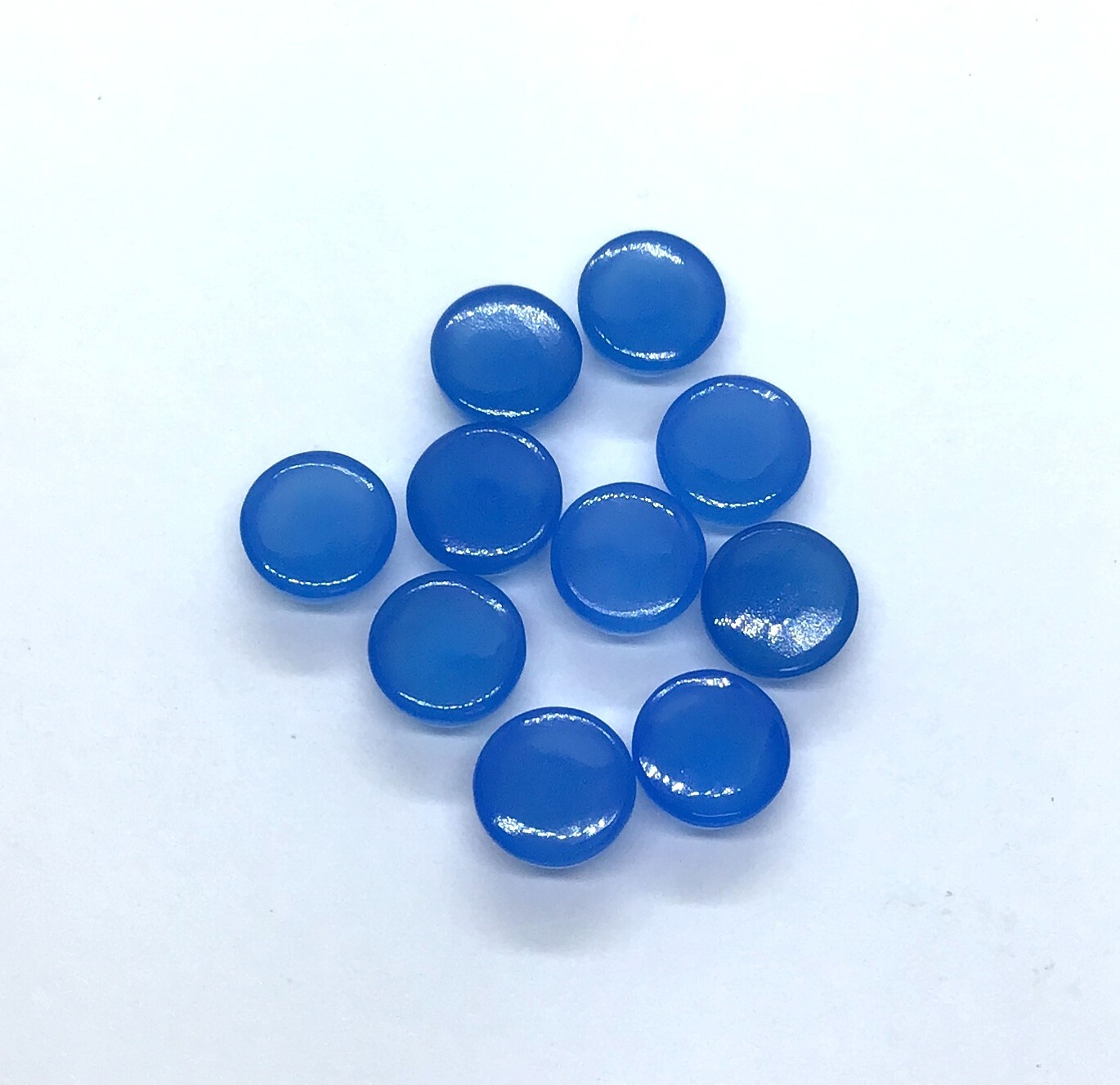 Round Flat Back Blue Chalcedony AAA Natural Loose Gemstone For Making Jewelry