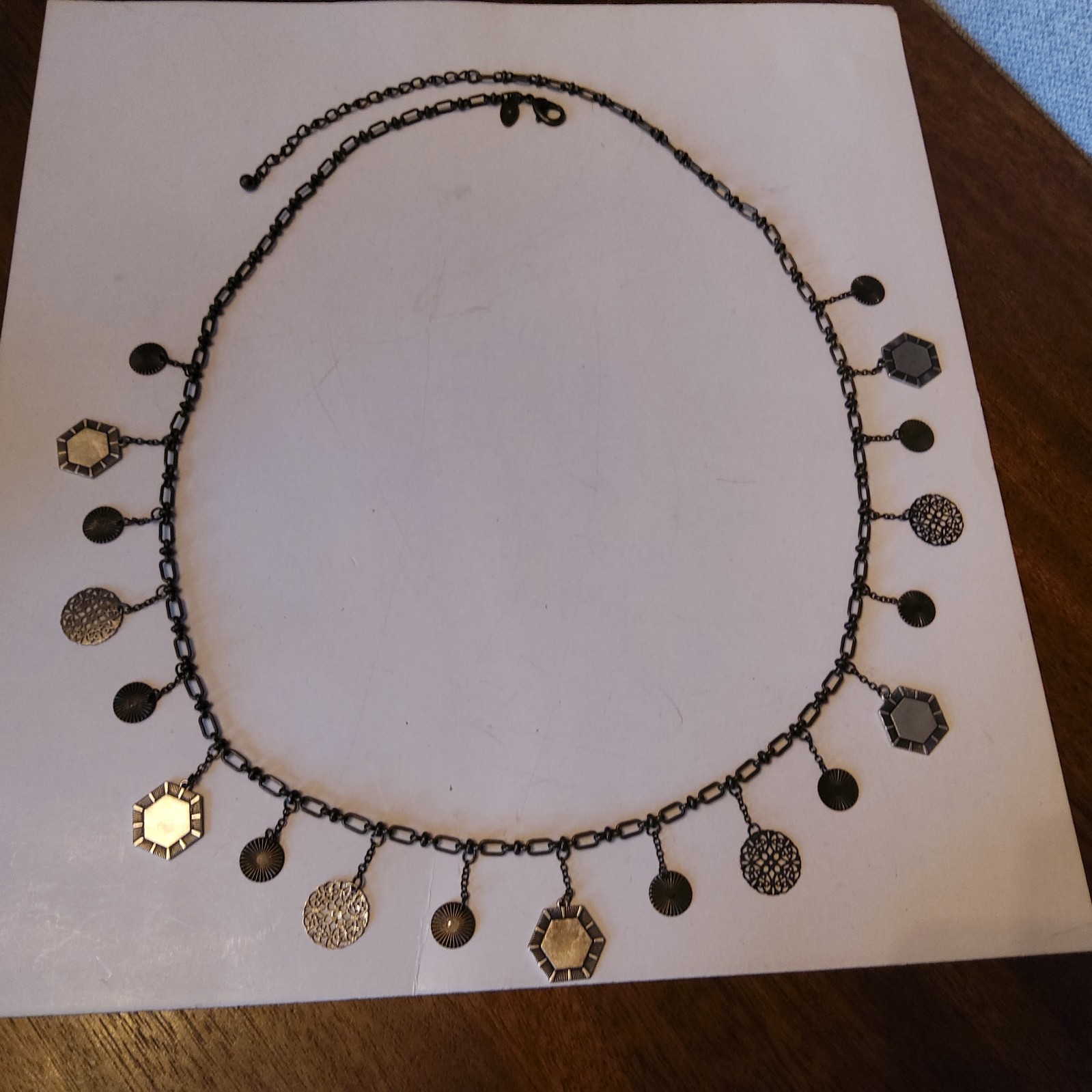 Chico’s Jailyn Coin Station Necklace; Bronze Chain; Charm Medallions; 36″-40″ ad