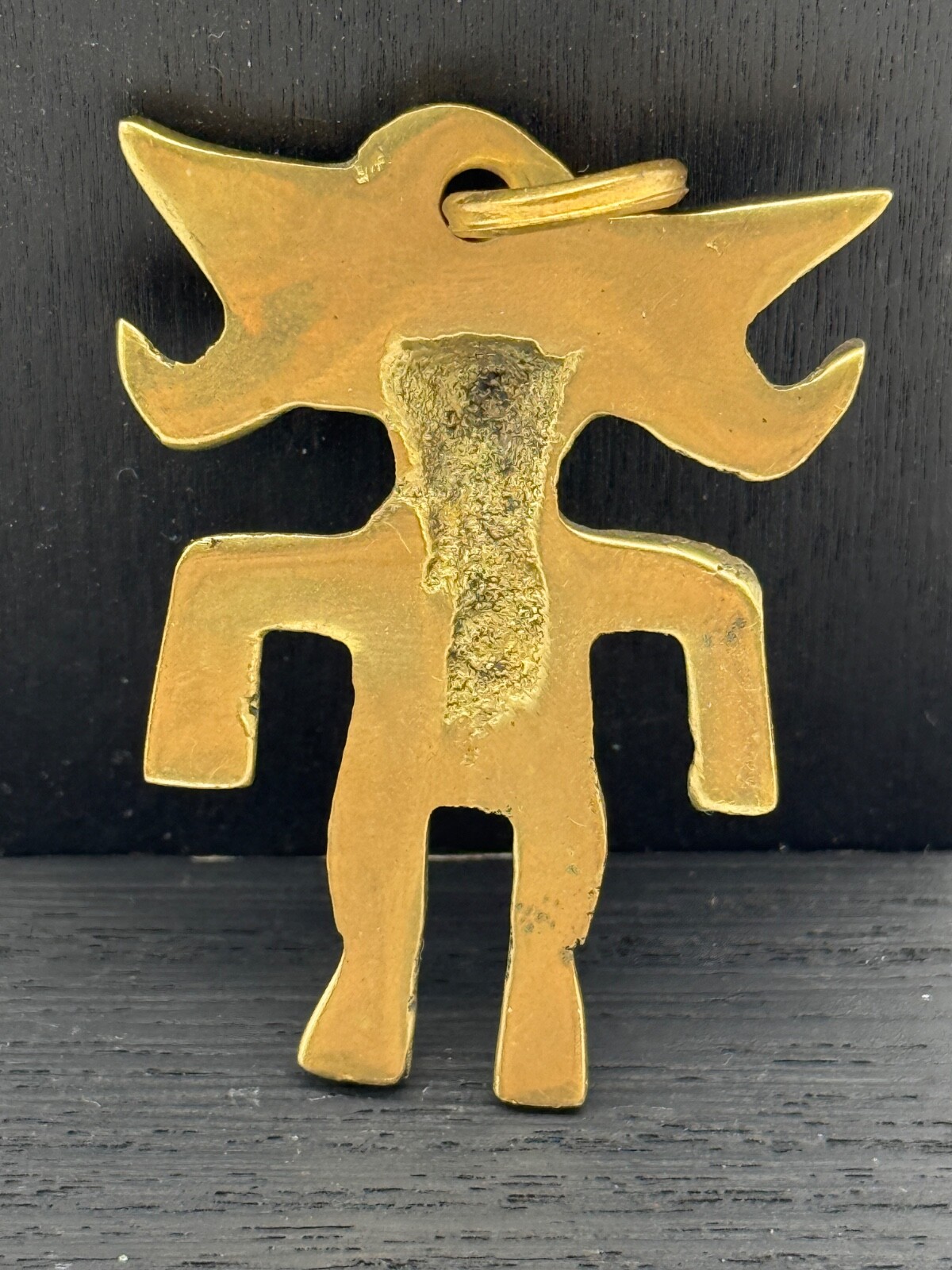 Vintage Gold Tone South American Fertility god Pendant 2″ without Chain unmarked