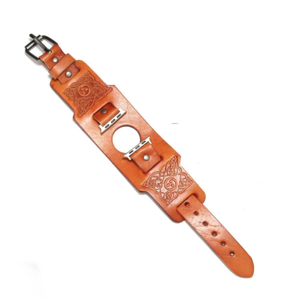 Wide Leather Cuff Band Compatible with Apple Watch 38 40 41 42 44 45 49mm