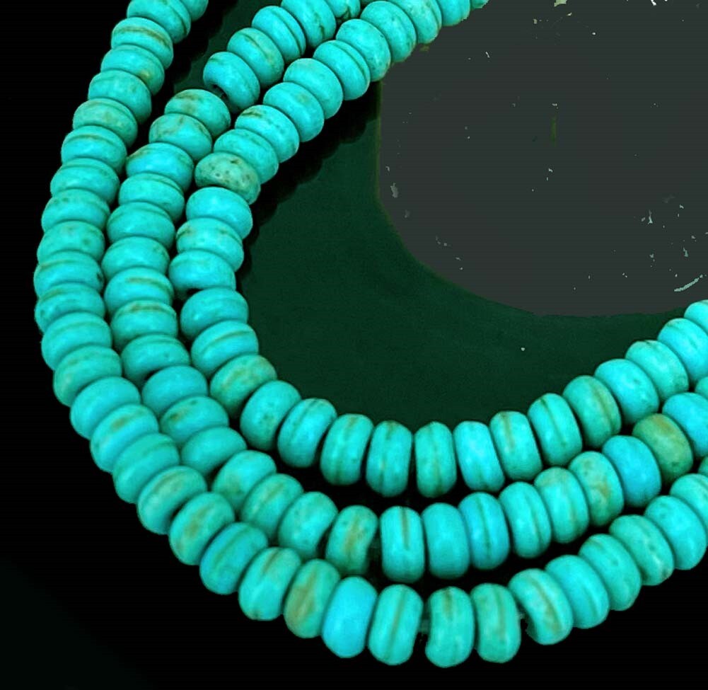 4x2mm Blue Howlite Turquoise Rondelle Beads 16″
