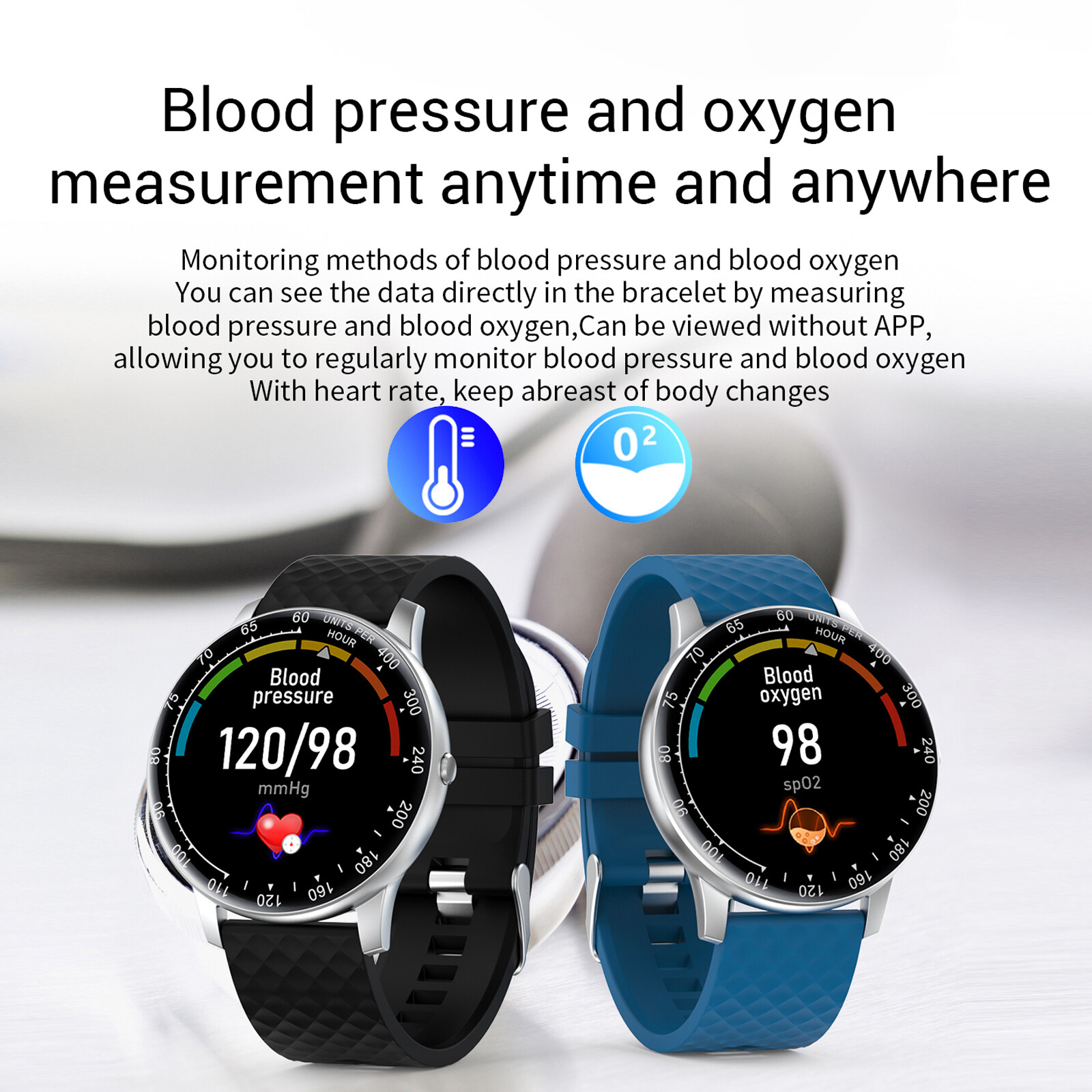 Bluetooth Smart Watch Fitness Tracker Pedometer Sleep Monitor Men‘s Watches-*