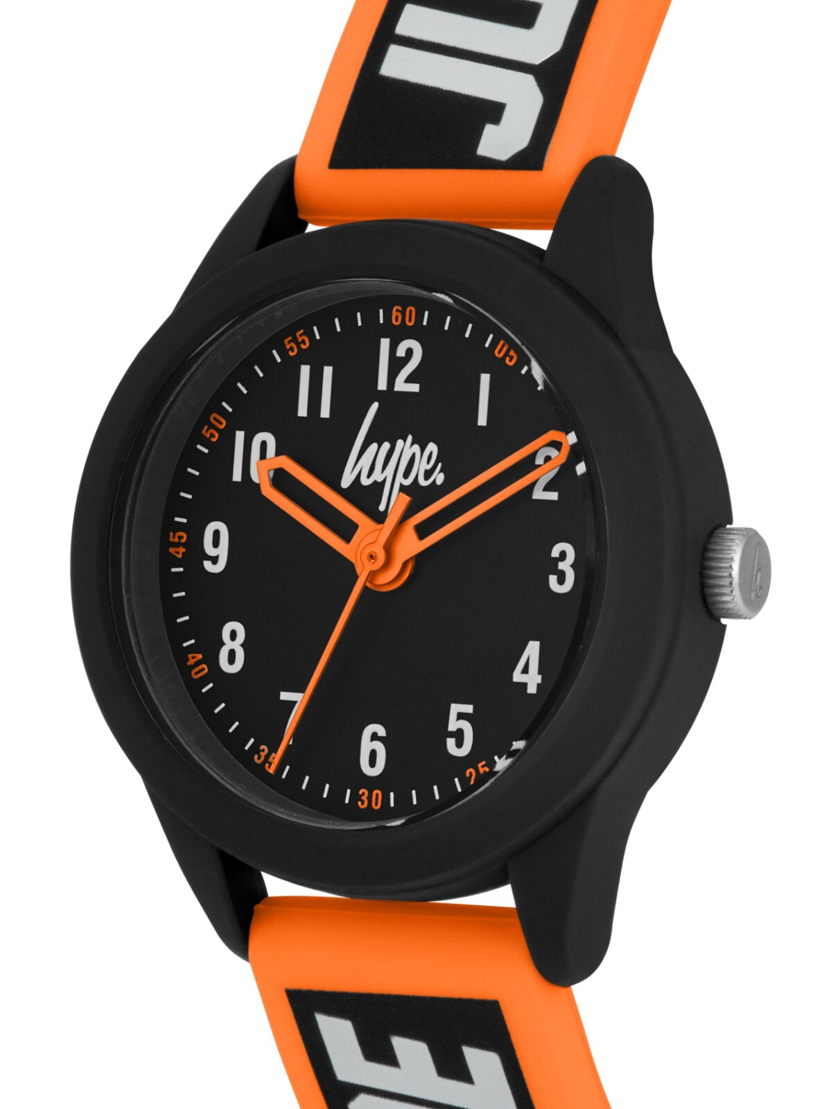 Hype Unisex Watch Black Dial With Orange/Black Silicone Strap, HYK004OB