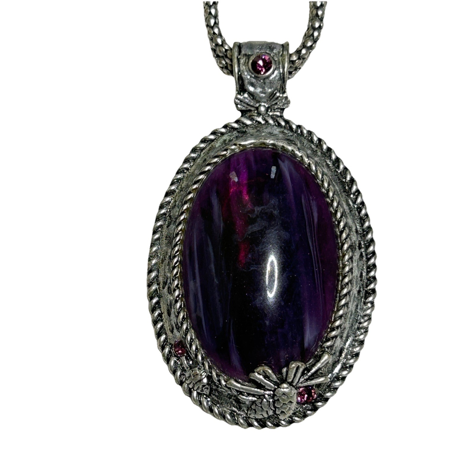 Faux Amethyst Pendant Necklace Faux Agate Silver Tone Coldwater Creek